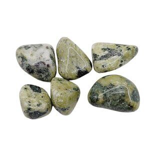 Tumbled Nephrite Jade Stones Loose 6 Pieces Approximately 1/2 Inch Green Spotted